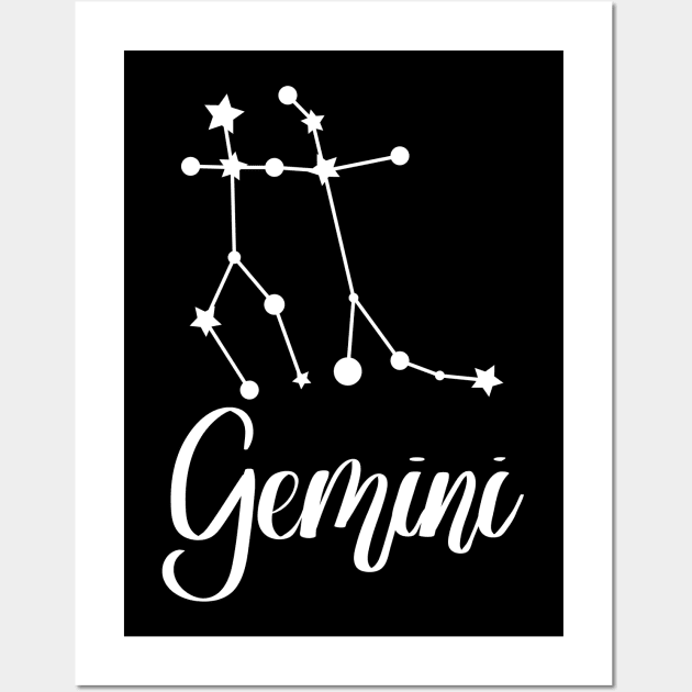 Gemini Zodiac Constellation in White Wall Art by Kelly Gigi